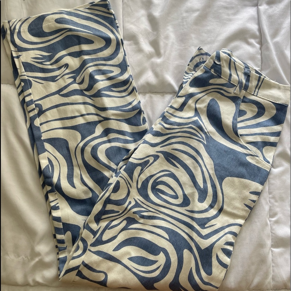 Patterned Denim Pants